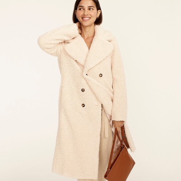 Jcrew double breasted teddy Sherpa topcoat size M - Picture 2 of 4